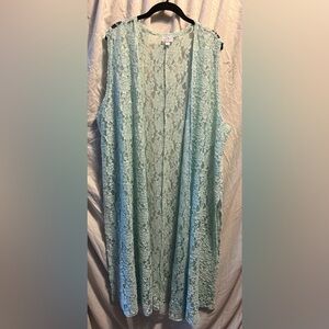 LuLaRoe Joy Duster Lace Vest mint green size XL